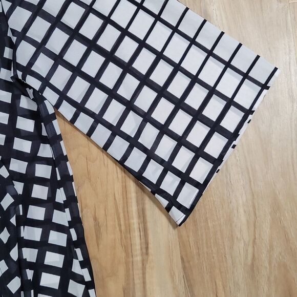 💜Kaktus Ultimate Blue & White Checkered Wide Sleeve Kimono Medium - Picture 5 of 8